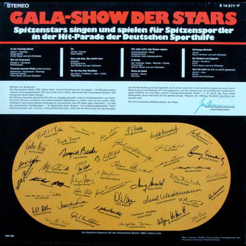 Various - Gala-Show Der Stars (Beliebte Stars Singen Und Spielen Zu Gunsten Der Deutschen Sporthilfe) (1970) [1LP]