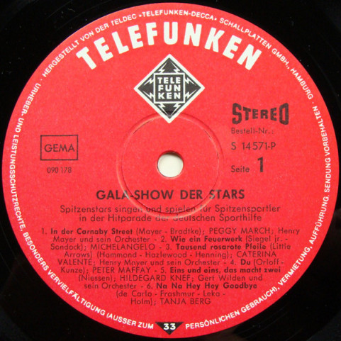 Various - Gala-Show Der Stars (Beliebte Stars Singen Und Spielen Zu Gunsten Der Deutschen Sporthilfe) (1970) [1LP]