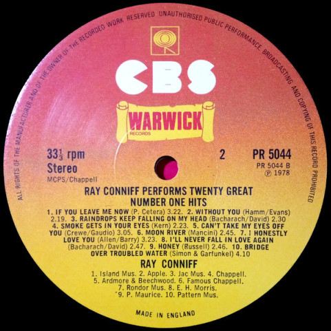 Ray Conniff - 20 Number One Hits (1978) [1LP]