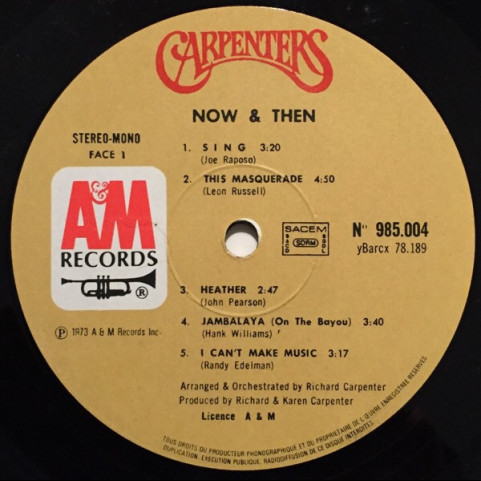 Carpenters - Now & Then (1974) [1LP]