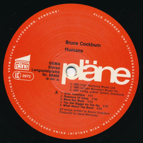 Bruce Cockburn - Humans (1985) [1LP]