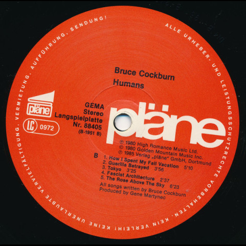 Bruce Cockburn - Humans (1985) [1LP]