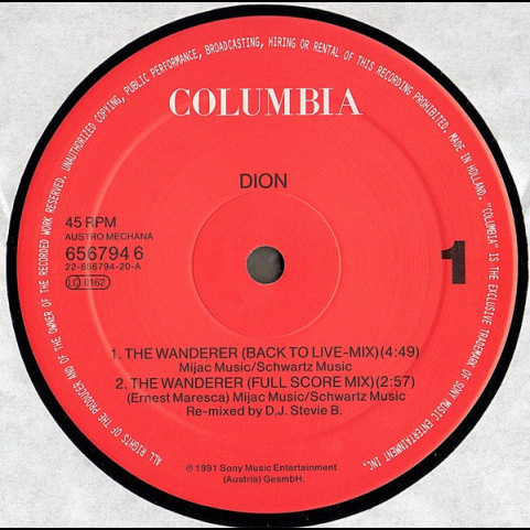 Stevie B (3) - The Wanderer (Remix) (1991) [12"]
