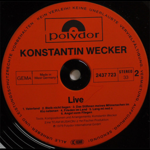 Konstantin Wecker - Live (1979) [2LP]