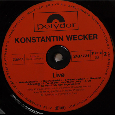 Konstantin Wecker - Live (1979) [2LP]