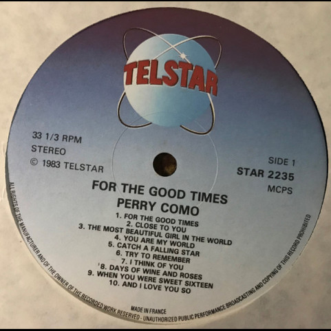 Perry Como - For The Good Times (-20 Greatest Love Songs-) (1983) [1LP]