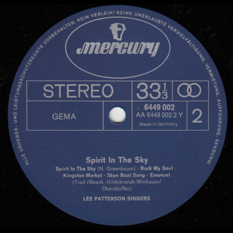 Lee Patterson Singers - Spirit In The Sky (1975) [1LP]