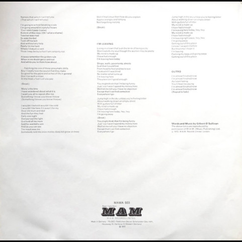 Gilbert O'Sullivan - Back To Front (1972) [1LP]
