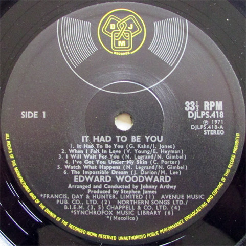 Edward Woodward - It Had To Be You (1971) [1LP]