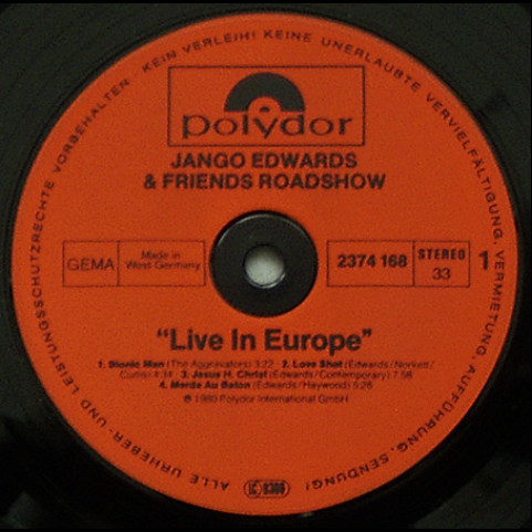 Jango Edwards & Friends Roadshow - Live In Europe (1980) [1LP]
