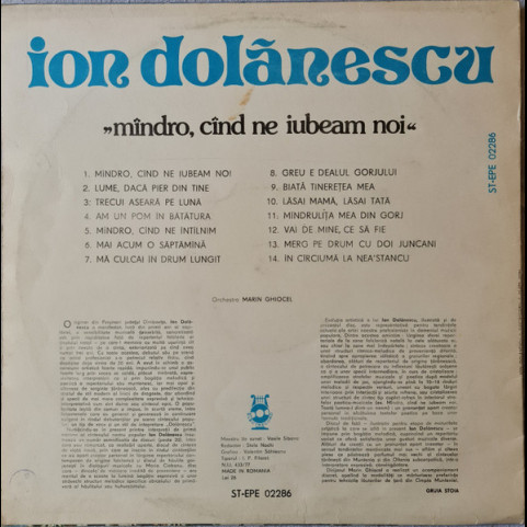 Ion Dolănescu - Mîndro, Cînd Ne Iubeam Noi (1983) [1LP]