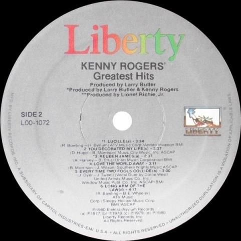 Kenny Rogers - Greatest Hits (1980) [1LP]