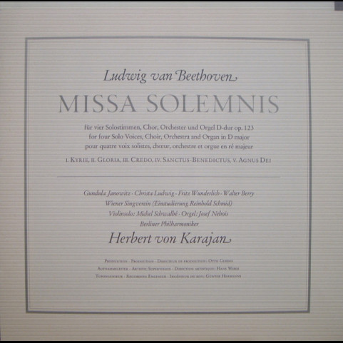 Ludwig van Beethoven, Gundula Janowitz · Christa Ludwig, Fritz Wunderlich · Walter Berry, Wiener Singverein, Berliner Philharmoniker, Herbert von Karajan - Missa Solemnis (1966) [2LP] BOXSET