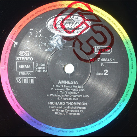 Richard Thompson - Amnesia (1988) [1LP]