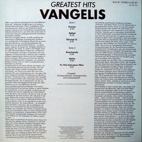 Vangelis - Greatest Hits (1986) [1LP]