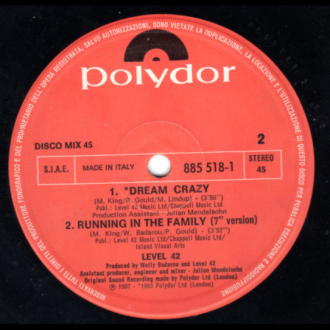 Level 42 - Running In The Family (1987) [12"]