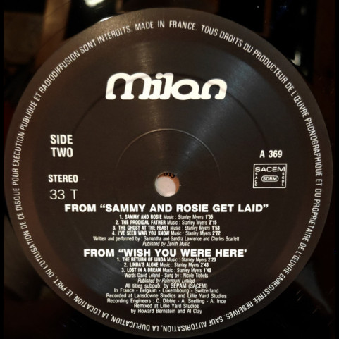 Stanley Myers - Music From The Films My Beautiful Laundrette/Wish You Were Here/Sammy And Rosie Get Laid (1988) [1LP]