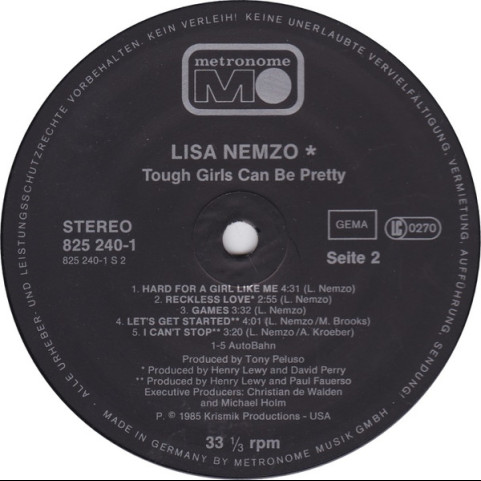 Lisa Nemzo - Tough Girls Can Be Pretty (1985) [1LP]