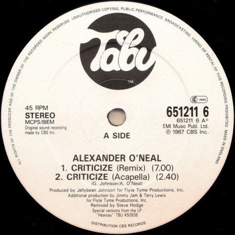 Alexander O'Neal - Criticize (Special 12 Alexander O'Neal - Criticize (Special 12