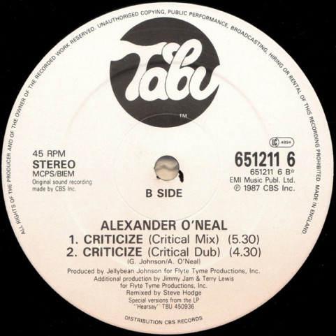 Alexander O'Neal - Criticize (Special 12 Alexander O'Neal - Criticize (Special 12