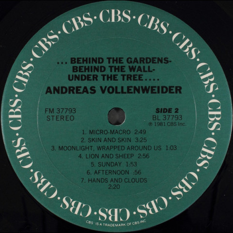 Andreas Vollenweider - ... Behind The Gardens - Behind The Wall - Under The Tree ... (1981) [1LP]
