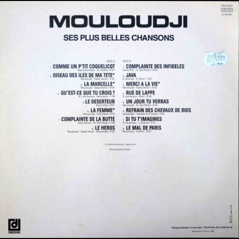 Mouloudji - Ses Plus Belles Chansons  (1986) [1LP]