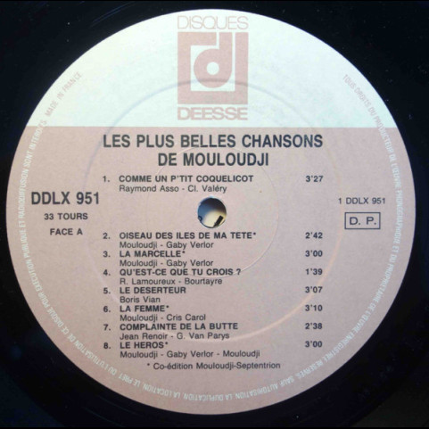 Mouloudji - Ses Plus Belles Chansons  (1986) [1LP]