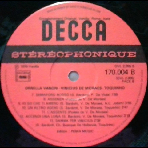 Ornella Vanoni - Vinicius De Moraes - Toquinho - Ornella Vanoni - Vinicius De Moraes - Toquinho (1976) [1LP]