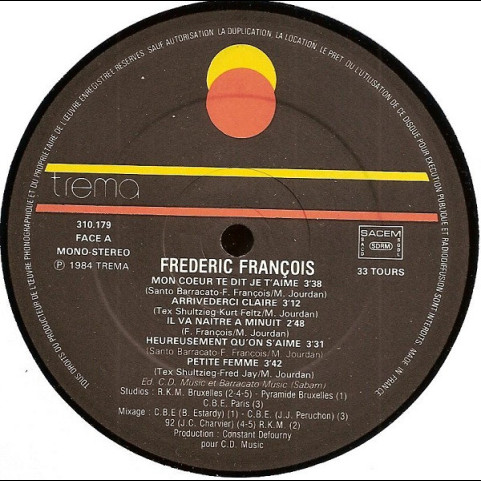 Frédéric François - Mon Coeur Te Dit Je T'aime (1984) [1LP]