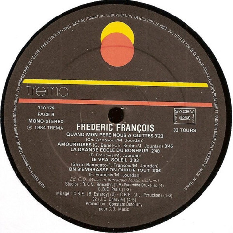Frédéric François - Mon Coeur Te Dit Je T'aime (1984) [1LP]