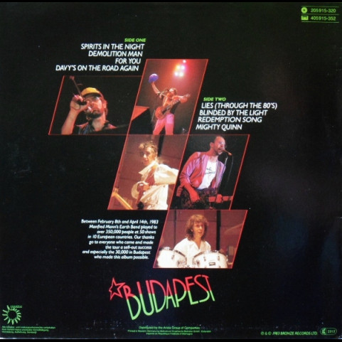 Manfred Mann's Earth Band - Budapest (Live) (1983) [1LP]