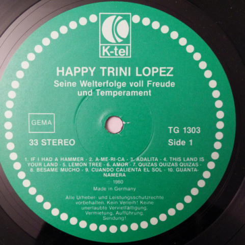 Trini Lopez - Happy Trini Lopez (1980) [1LP]