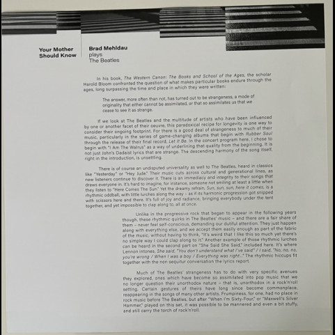 Brad Mehldau - Your Mother Should Know: Brad Mehldau Plays The Beatles (2023) [1LP]