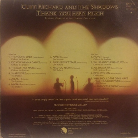 Cliff Richard & The Shadows - Thank You Very Much (Reunion Concert At The London Palladium) (1979) [1LP]
