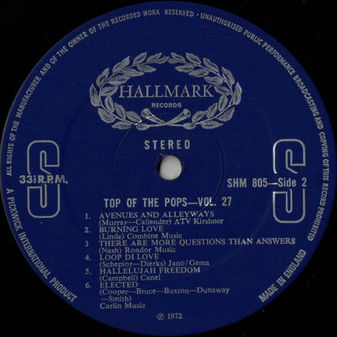 Top Of The Poppers, The - Top Of The Pops Vol. 27 (1972) [1LP]