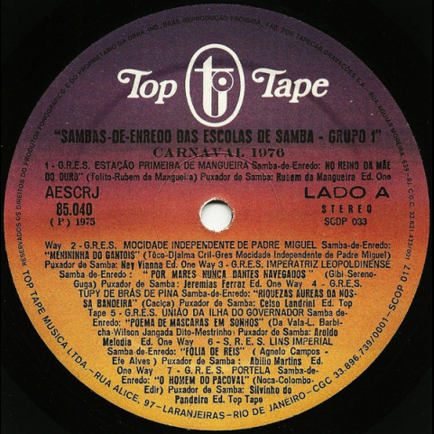 Various - Sambas De Enredo Das Escolas De Samba Do Grupo 1 (Carnaval 1976) (1975) [1LP]