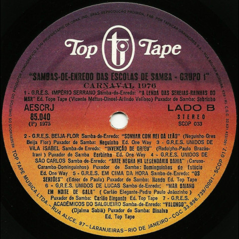 Various - Sambas De Enredo Das Escolas De Samba Do Grupo 1 (Carnaval 1976) (1975) [1LP]