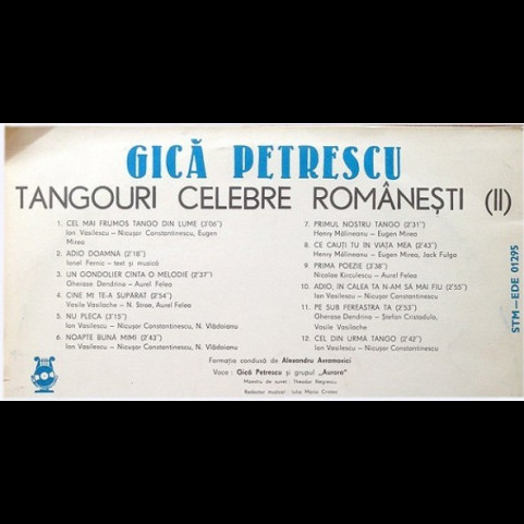 Gică Petrescu - Tangouri Celebre Românești (II) (1977) [1LP]
