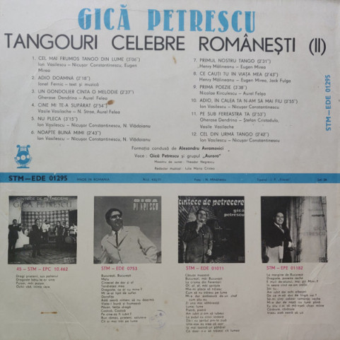 Gică Petrescu - Tangouri Celebre Românești (II) (1977) [1LP]