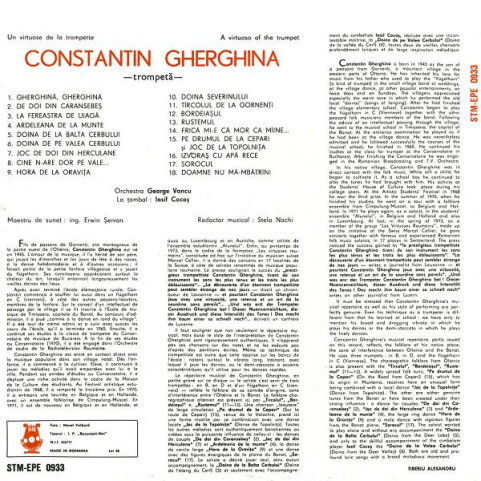 Constantin Gherghina - Un Virtuose De La Trompette / A Virtuoso Of The Trumpet (1974) [1LP]