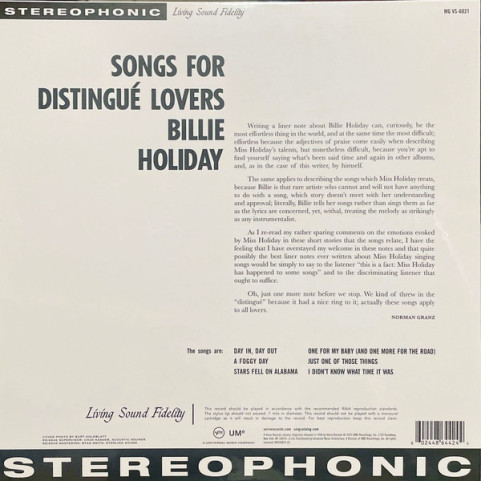 Billie Holiday - Songs For Distingué Lovers (2023) [1LP] 180g