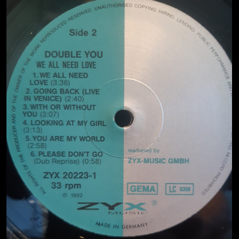 Double You - We All Need Love (1992) [1LP]