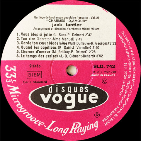 Jack Lantier - Charmes D'Amour (1970) [1LP]