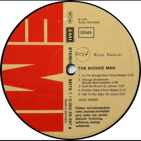 Vince Weber - The Boogie Man (Piano Blues & Boogie Woogie) (1975) [1LP]
