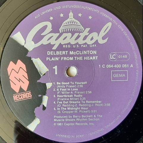 Delbert McClinton - Plain' From The Heart (1981) [1LP]