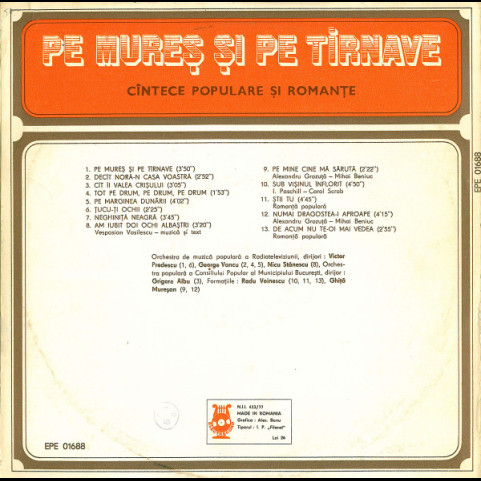 Alexandru Grozuță - Pe Mureș Și Pe Tîrnave (Cîntece Populare Și Romanțe) (1979) [1LP]