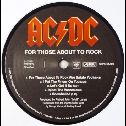 AC/DC - For Those About To Rock (We Salute You) (2009) [1LP] 180g