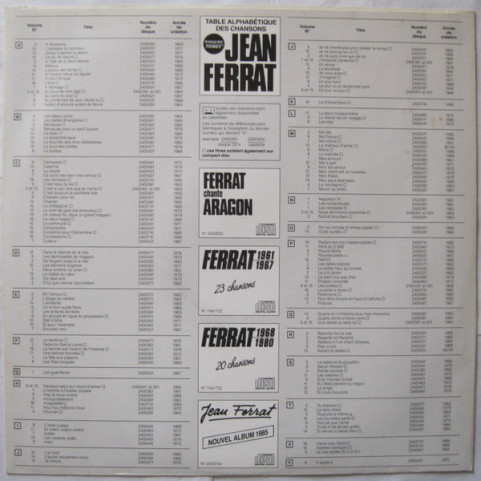 Jean Ferrat - Je Ne Suis Qu'un Cri (1985) [1LP]