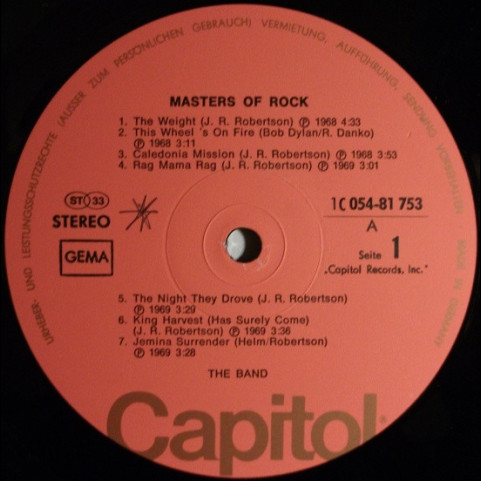 Band, The - Masters Of Rock (1975) [1LP]