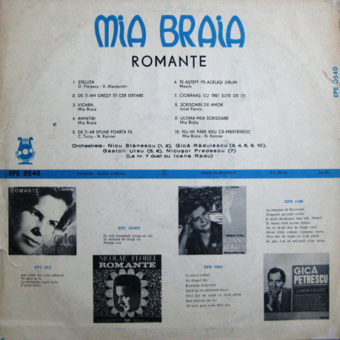 Mia Braia - Romanțe (1972) [1LP]